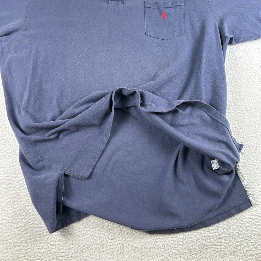 Polo Ralph Lauren Polo Shirt Mens 3XLT Blue Striped Collar Pocket Pony Logo